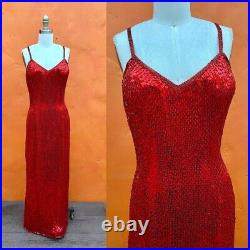 Stunning Vintage Red Sequin and Beaded Gown S/M