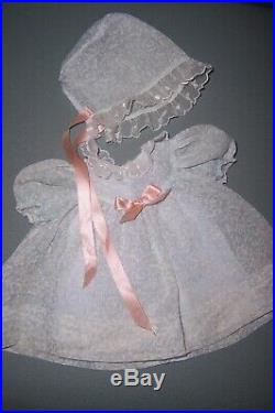 Sweet! Blue Organdy Shadow Print Dress Bonnet -slip -for Your 15 Dydee Doll