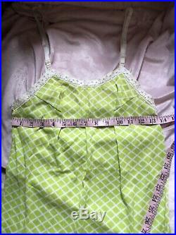 TRUE VINTAGE 1960s 70s Mod Retro Lace Slip Summer Lingerie Mini Dress Lime