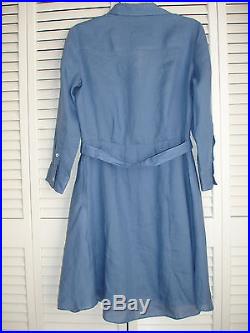 Theory Jalyis Sz 2 Sunny Vintage Blue Ramie Cotton Shirtdress with slip liner NWT