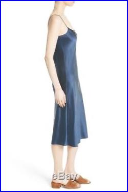 Theory Telson 100%Silk Satin Slip Dress Vintage Dark Brisk(NAVY) Sz 10 $375