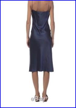 Theory Telson 100%Silk Satin Slip Dress Vintage Dark Brisk(NAVY) Sz 10 NWT $375+