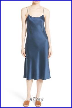 Theory Telson Vintage 100% Silk Satin Slip Dress Dark Brisk Sz 8 NWT $375
