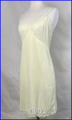 Top Form Lingerie Vintage Yellow Nylon Tricot Slip Dress Opaque Panel 34 Short