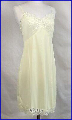 Top Form Lingerie Vintage Yellow Nylon Tricot Slip Dress Opaque Panel 34 Short