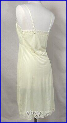 Top Form Lingerie Vintage Yellow Nylon Tricot Slip Dress Opaque Panel 34 Short