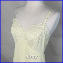 Top Form Lingerie Vintage Yellow Nylon Tricot Slip Dress Opaque Panel 34 Short