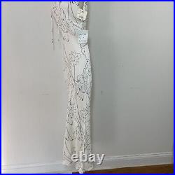 Tracy Resse slip dress vintage maxi cowl neck size P (XS) floral NWT white black