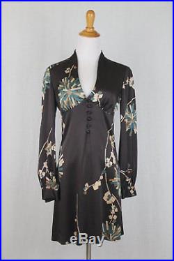 Trina Turk 1930's 40's Inspired Long Sleeve Silk Slip Dress Retro French Woman 0