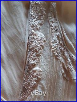 True 1920s Vintage Intricate Embroidered Silk Slip Dress Small Stunning Example