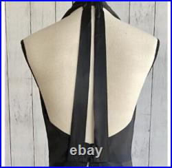 True Vintage 100% Silk Mini Slip Dress Size Med Black Backless 90's