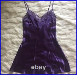 True Vintage 100% Silk Slip Dress Mesh Small Purple Lace Y2K 90's Mesh dress