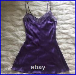 True Vintage 100% Silk Slip Dress Mesh Small Purple Lace Y2K 90's Mesh dress