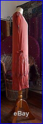 True Vintage 1920s two piece dress gown silk beaded chemise slip gatsby flapper
