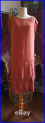 True Vintage 1920s two piece dress gown silk beaded chemise slip gatsby flapper