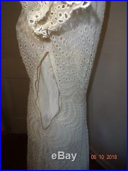 True Vintage 1930's eyelet circle white dress with full length biased cut slip