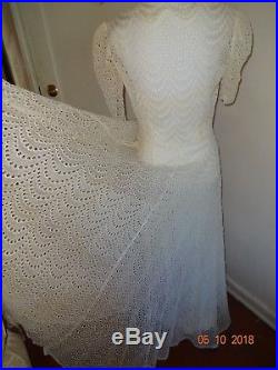 True Vintage 1930's eyelet circle white dress with full length biased cut slip