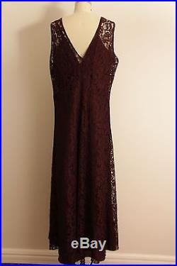 True vintage 1930s lace gown & blouse, size L, burgundy, dress, incl. Slip