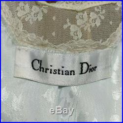 Unused Authentic Christian Dior Vintage Sleepwear Slip Dress Light Blue Size M