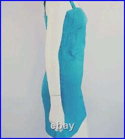 V2 by VERSACE VTG Classic Electric Blue Structured Sleeveless Slip Dress 42 EU