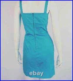 V2 by VERSACE VTG Classic Electric Blue Structured Sleeveless Slip Dress 42 EU