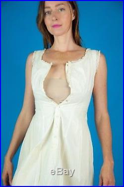 VICTORIAN Bustle Vtg 1870s 1880s Cotton White Bustier Dress Slip XXS/XS