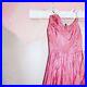 VICTORIAN vtg Lace Nightgown Slip Dress Pink Cranberry Thin Pretty Long Flowy