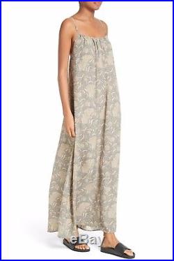 VINCE Natural Beige Vintage Floral Print Silk Slip On Open Back Strap Dress XS