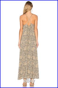 VINCE Natural Beige Vintage Floral Print Silk Slip On Open Back Strap Dress XS