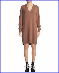 VINCE Vintage Rose Wool CASHMERE Soft Deep V-Neck Raglan Sweater Dress LARGE NWD