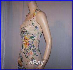 VINTAGE 1930s OFF WHITE FLORAL CREPE GOWN WITH JACKET AND SLIP 3 PC. BEAUTY