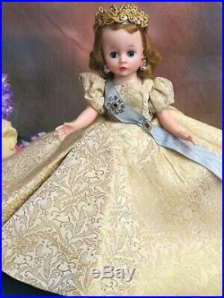 VINTAGE 1950s MADAME ALEXANDER CISSETTE DOLL tagged dress QUEEN with CROWN slip