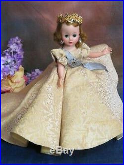 VINTAGE 1950s MADAME ALEXANDER CISSETTE DOLL tagged dress QUEEN with CROWN slip