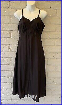 VINTAGE 1950s Nylon slip dress nightgown COHAMA Fabric Multiflament Dark Brown