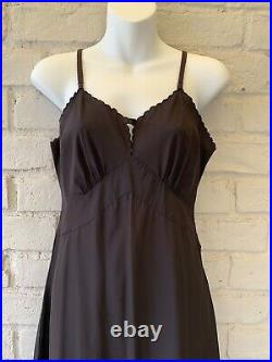 VINTAGE 1950s Nylon slip dress nightgown COHAMA Fabric Multiflament Dark Brown
