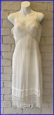 VINTAGE 1950s Nylon slip dress nightgown off white accordion lace sheer gown