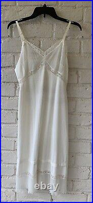 VINTAGE 1950s Nylon slip dress nightgown off white accordion lace sheer gown