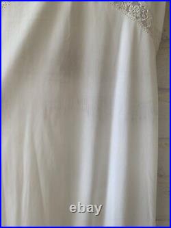 VINTAGE 1950s Nylon slip dress nightgown off white accordion lace sheer gown