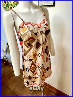 VINTAGE 1960s EMILIO PUCCI SLIP (DRESS)-MOD GEOMETRIC DESIGN-BOLD COLORS-S/M