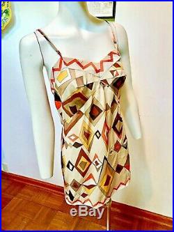 VINTAGE 1960s EMILIO PUCCI SLIP (DRESS)-MOD GEOMETRIC DESIGN-BOLD COLORS-S/M