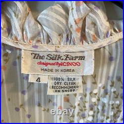 VINTAGE 1970's SILK FARM BY ICINOO 100% SILK CHIFFON FLOWING DRESS SLIP SIZE 4