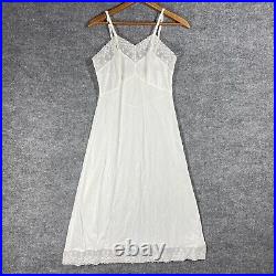 VINTAGE 40s 50s Gluvtex Nylon Slip Dress Size 34 Petticoat Chemise White Lace