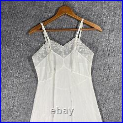 VINTAGE 40s 50s Gluvtex Nylon Slip Dress Size 34 Petticoat Chemise White Lace