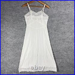 VINTAGE 40s 50s Gluvtex Nylon Slip Dress Size 34 Petticoat Chemise White Lace