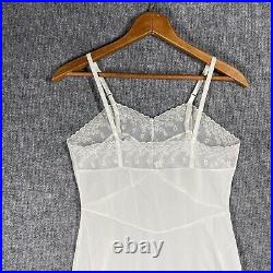 VINTAGE 40s 50s Gluvtex Nylon Slip Dress Size 34 Petticoat Chemise White Lace