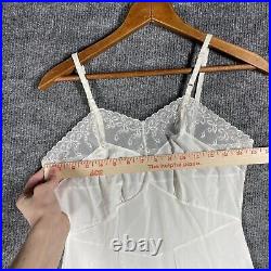 VINTAGE 40s 50s Gluvtex Nylon Slip Dress Size 34 Petticoat Chemise White Lace