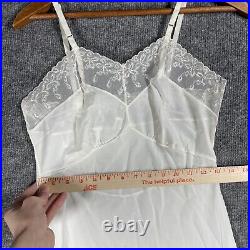 VINTAGE 40s 50s Gluvtex Nylon Slip Dress Size 34 Petticoat Chemise White Lace