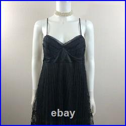VINTAGE 90's Betsey Johnson NY Size 8 Black Floral Lace Pleated Goth Prom Dress
