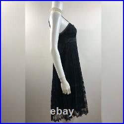 VINTAGE 90's Betsey Johnson NY Size 8 Black Floral Lace Pleated Goth Prom Dress