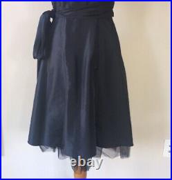 VINTAGE DONNA MORGAN BLACK COCKTAIL DRESS with TULLE SLIP Size 6